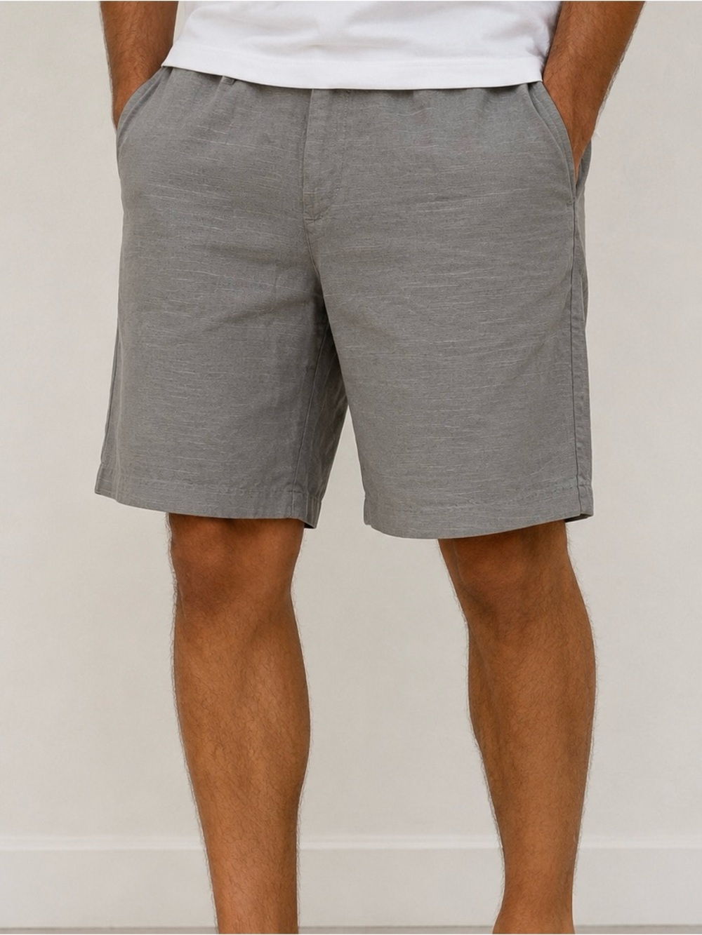 Gap Men Gray Chino Cotton Shorts Flat Front Casual Lightweight 19” Length SZ 34